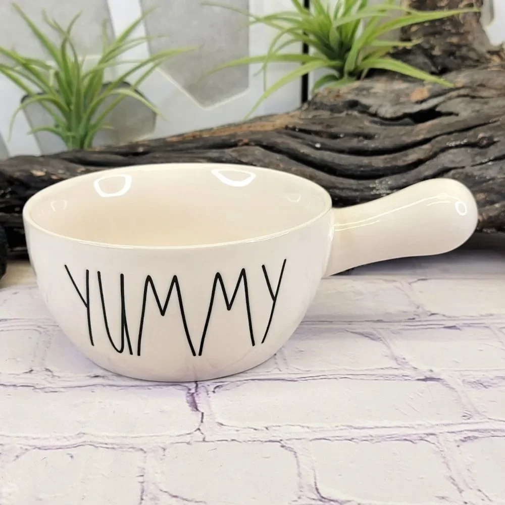 Rae Dunn YUMMY Ceramic Soup Crock with Handle